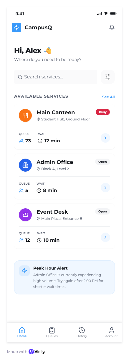 Campus Queue screen 5